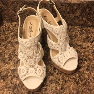 Lucky Brand Lace Cork Wedges